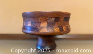 MaxSold Auction: Vintage Hand-Carved Inlaid Wooden Pedestal Bowl - Los Altos (California, USA) SELLER MANAGED Estate Sale Online Auction - Newcastle Drive