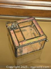 MaxSold Auction: Vintage J Devlin Box 384 Stained Glass Iridescent Angel Jewelry Box - Los Altos (California, USA) SELLER MANAGED Estate Sale Online Auction - Newcastle Drive