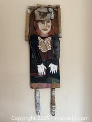 MaxSold Auction: Vintage Large Mixed Media Wooden Sculpture by Theresa Robinson: "What Happened To The Wicker Chair" - Los Altos (California, USA) SELLER MANAGED Estate Sale Online Auction - Newcastle Drive