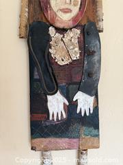 MaxSold Auction: Vintage Large Mixed Media Wooden Sculpture by Theresa Robinson: "What Happened To The Wicker Chair" - Los Altos (California, USA) SELLER MANAGED Estate Sale Online Auction - Newcastle Drive