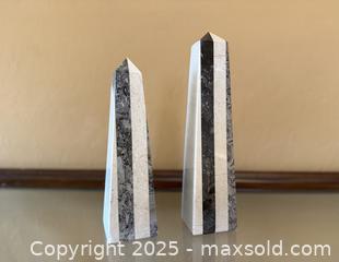MaxSold Auction: Vintage Mid-Century Multicolored Striped Marble Obelisks Pair - Los Altos (California, USA) SELLER MANAGED Estate Sale Online Auction - Newcastle Drive
