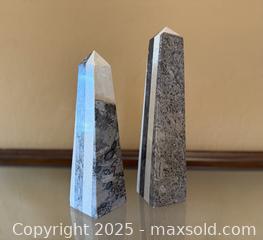 MaxSold Auction: Vintage Mid-Century Multicolored Striped Marble Obelisks Pair - Los Altos (California, USA) SELLER MANAGED Estate Sale Online Auction - Newcastle Drive
