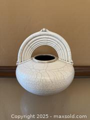 MaxSold Auction: Vintage Mid-Century Studio Pottery White Crackle Ceramic Handled Vase - Los Altos (California, USA) SELLER MANAGED Estate Sale Online Auction - Newcastle Drive