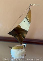 MaxSold Auction: Vintage Signed De Mott Sailboat Sculpture Brass Copper on Stone Base Nautical 2 of 2 - Los Altos (California, USA) SELLER MANAGED Estate Sale Online Auction - Newcastle Drive