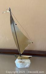MaxSold Auction: Vintage Signed De Mott Sailboat Sculpture Brass Copper on Stone Base Nautical 2 of 2 - Los Altos (California, USA) SELLER MANAGED Estate Sale Online Auction - Newcastle Drive