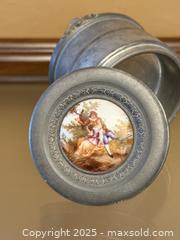 MaxSold Auction:  Vintage Sprague Metal Powder Trinket Music Box Victorian Enamel Inlay  - Los Altos (California, USA) SELLER MANAGED Estate Sale Online Auction - Newcastle Drive