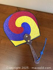 MaxSold Auction: Vintage Traditional Korean Three Colour Paddle Fan with Tassel Tourism Souvenir Busan - Los Altos (California, USA) SELLER MANAGED Estate Sale Online Auction - Newcastle Drive