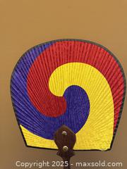 MaxSold Auction: Vintage Traditional Korean Three Colour Paddle Fan with Tassel Tourism Souvenir Busan - Los Altos (California, USA) SELLER MANAGED Estate Sale Online Auction - Newcastle Drive