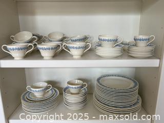 MaxSold Auction: Vintage Wedgwood Embossed Queensware Ceramic Teacups, Saucers, & Plates Set No. 2243  - Los Altos (California, USA) SELLER MANAGED Estate Sale Online Auction - Newcastle Drive