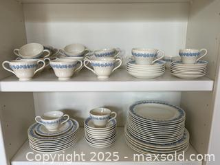 MaxSold Auction: Vintage Wedgwood Embossed Queensware Ceramic Teacups, Saucers, & Plates Set No. 2243  - Los Altos (California, USA) SELLER MANAGED Estate Sale Online Auction - Newcastle Drive