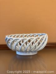 MaxSold Auction: White Oval Woven Latticed Ceramic Fruit / Bread Basket  - Los Altos (California, USA) SELLER MANAGED Estate Sale Online Auction - Newcastle Drive