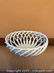 MaxSold Auction: White Oval Woven Latticed Ceramic Fruit / Bread Basket  - Los Altos (California, USA) SELLER MANAGED Estate Sale Online Auction - Newcastle Drive