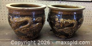 MaxSold Auction: Pair of Vintage Chinese Glazed Plant Pots B - London (Ontario, Canada) PARTNER MANAGED Downsizing Online Auction - Ford Crescent