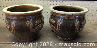 MaxSold Auction: Pair of Vintage Chinese Glazed Plant Pots B - London (Ontario, Canada) PARTNER MANAGED Downsizing Online Auction - Ford Crescent