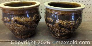MaxSold Auction: Pair of Vintage Chinese Glazed Plant Pots B - London (Ontario, Canada) PARTNER MANAGED Downsizing Online Auction - Ford Crescent