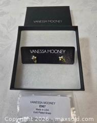 MaxSold Auction: pair of Vanessa Mooney E967 gold-plated brass stud earrings with green and white accents - Toronto (Ontario, Canada) SELLER MANAGED Reseller Online Auction - Dartmoor Drive