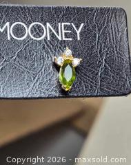 MaxSold Auction: pair of Vanessa Mooney E967 gold-plated brass stud earrings with green and white accents - Toronto (Ontario, Canada) SELLER MANAGED Reseller Online Auction - Dartmoor Drive