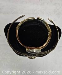 MaxSold Auction: vintage-style gold-tone choker necklace and cuff bracelet set with large black oval caboch - Toronto (Ontario, Canada) SELLER MANAGED Reseller Online Auction - Dartmoor Drive