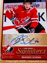 MaxSold Auction: BRAYDEN SCHENN HAND SIGED TEAM CANADA HOCKEY CARD - Kingston (Ontario, Canada) SELLER MANAGED Downsizing Online Auction - Rosemund Crescent