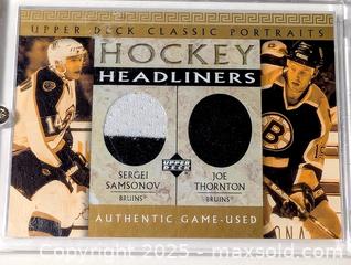 MaxSold Auction: JOE THORNTON AND SERGEI SAMSONOV GAME USED JERSEY SWATCH CARD - Kingston (Ontario, Canada) SELLER MANAGED Downsizing Online Auction - Rosemund Crescent