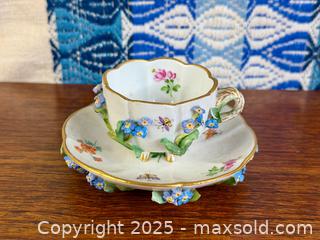 MaxSold Auction: Antique MEISSEN 'Floral Encrusted' Tea Cup & Saucer - Hamilton (Ontario, Canada) SELLER MANAGED Estate Sale Online Auction - Gertrude Street
