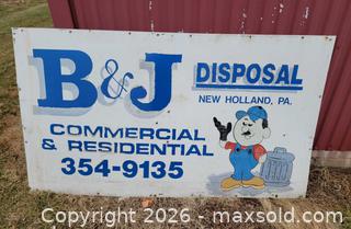 MaxSold Auction: Large Vintage Hand Painted Metal B&J Disposal Sign #1 - East Cocalico Township (Pennsylvania, USA) SELLER MANAGED Downsizing Online Auction - Stevens Road                   