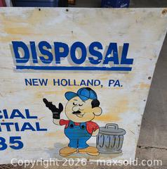 MaxSold Auction: Large Vintage Hand Painted Metal B&J Disposal Sign #2 - East Cocalico Township (Pennsylvania, USA) SELLER MANAGED Downsizing Online Auction - Stevens Road                   