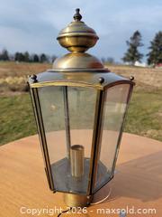 MaxSold Auction: Vintage Brass & Glass Panel Outdoor Coach Post Lantern - East Cocalico Township (Pennsylvania, USA) SELLER MANAGED Downsizing Online Auction - Stevens Road                   