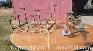 MaxSold Auction: Wrought Iron Fireplace Candelabra & Homemade Bicycle Pedal Candelabra - East Cocalico Township (Pennsylvania, USA) SELLER MANAGED Downsizing Online Auction - Stevens Road                   