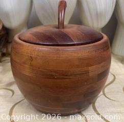 MaxSold Auction: Fabulous  Mid Century Maple Wood Banded Ice Bucket with Liner Cookie Box by Baribocraft Canada, 1960's MCM - Pickering (Ontario, Canada) PARTNER MANAGED Reseller Online Auction -  Granite Court