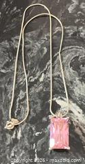 MaxSold Auction: Large Sterling Silver 925  Necklace with Rectangular Pink Crystal Pendant - Pickering (Ontario, Canada) PARTNER MANAGED Reseller Online Auction -  Granite Court