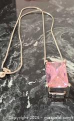 MaxSold Auction: Large Sterling Silver 925  Necklace with Rectangular Pink Crystal Pendant - Pickering (Ontario, Canada) PARTNER MANAGED Reseller Online Auction -  Granite Court