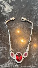 MaxSold Auction: Lovely Rhinestone 7.5” Sterling Silver 925 Red Stone CZ Art Deco Style Bracelet  - Pickering (Ontario, Canada) PARTNER MANAGED Reseller Online Auction -  Granite Court