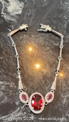 MaxSold Auction: Lovely Rhinestone 7.5” Sterling Silver 925 Red Stone CZ Art Deco Style Bracelet  - Pickering (Ontario, Canada) PARTNER MANAGED Reseller Online Auction -  Granite Court