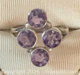 MaxSold Auction: Sterling Silver 925 Amethyst Stone Cluster Fancy Ring Sz 7 - Pickering (Ontario, Canada) PARTNER MANAGED Reseller Online Auction -  Granite Court