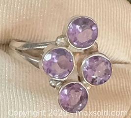 MaxSold Auction: Sterling Silver 925 Amethyst Stone Cluster Fancy Ring Sz 7 - Pickering (Ontario, Canada) PARTNER MANAGED Reseller Online Auction -  Granite Court