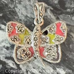MaxSold Auction: Sterling Silver 925 Butterfly Pendant with Marcasite & Enamel - Pickering (Ontario, Canada) PARTNER MANAGED Reseller Online Auction -  Granite Court