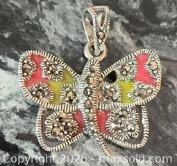 MaxSold Auction: Sterling Silver 925 Butterfly Pendant with Marcasite & Enamel - Pickering (Ontario, Canada) PARTNER MANAGED Reseller Online Auction -  Granite Court