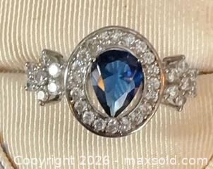 MaxSold Auction: Sterling Silver 925 Fancy Ring with Blue Pear Sapphire Crystal CZ Center Sz 9 - Pickering (Ontario, Canada) PARTNER MANAGED Reseller Online Auction -  Granite Court