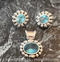 MaxSold Auction: Sterling Silver 925 Jewelry Set 3 Pc Blue Stone Earrings & Pendant Lot - Pickering (Ontario, Canada) PARTNER MANAGED Reseller Online Auction -  Granite Court