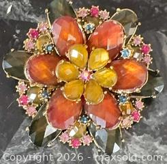 MaxSold Auction: Vintage Extra Large Floral Gold-Tone Glass Stone Brooch/Pin Rhinestones  - Pickering (Ontario, Canada) PARTNER MANAGED Reseller Online Auction -  Granite Court