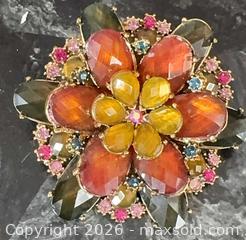 MaxSold Auction: Vintage Extra Large Floral Gold-Tone Glass Stone Brooch/Pin Rhinestones  - Pickering (Ontario, Canada) PARTNER MANAGED Reseller Online Auction -  Granite Court