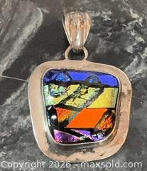 MaxSold Auction: Vintage Large Handmade Sterling Silver 925 Pendant with Multicolor Dichroic Glass - Pickering (Ontario, Canada) PARTNER MANAGED Reseller Online Auction -  Granite Court