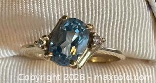MaxSold Auction: Vintage Magic Glo 10K Yellow Gold Oval Blue Topaz Ring with Diamond Accents Sz 7.5 - Pickering (Ontario, Canada) PARTNER MANAGED Reseller Online Auction -  Granite Court