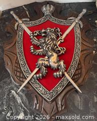 MaxSold Auction: Vintage Mid Century Wall COAT OF ARMS Lion & Swords Mexico Carved Wood  Man Cave - Pickering (Ontario, Canada) PARTNER MANAGED Reseller Online Auction -  Granite Court