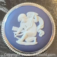 MaxSold Auction: Vintage Round Silver Wedgwood Blue and White Jasperware Cherub Cupid Brooch Cameo Neoclassical  - Pickering (Ontario, Canada) PARTNER MANAGED Reseller Online Auction -  Granite Court