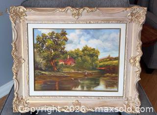 MaxSold Auction: Vintage Signed Canvas Painting Ornate Wood Framed Landscape  - Pickering (Ontario, Canada) PARTNER MANAGED Reseller Online Auction -  Granite Court