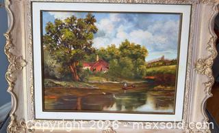 MaxSold Auction: Vintage Signed Canvas Painting Ornate Wood Framed Landscape  - Pickering (Ontario, Canada) PARTNER MANAGED Reseller Online Auction -  Granite Court