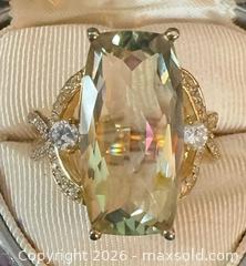 MaxSold Auction: Yellow Gold-Plated Sterling Silver 925 Cocktail Ring with Green Amethyst Sz 8 - Pickering (Ontario, Canada) PARTNER MANAGED Reseller Online Auction -  Granite Court