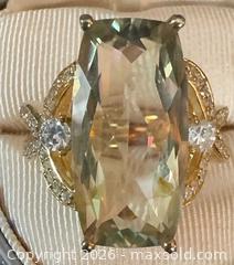 MaxSold Auction: Yellow Gold-Plated Sterling Silver 925 Cocktail Ring with Green Amethyst Sz 8 - Pickering (Ontario, Canada) PARTNER MANAGED Reseller Online Auction -  Granite Court